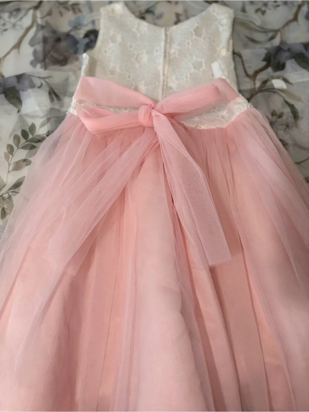 JoyKids Girls White Lace and Pink Tulle Dress
